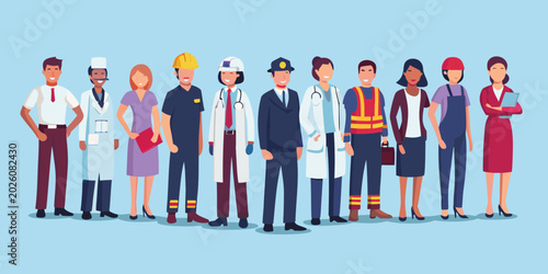 Foto diverse group of professionals standing together vector illustration