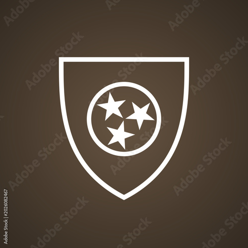 Monochromatic shield with flag of Tennessee