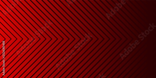Red arrows background. Abstract triangle gradient wallpaper. Repeated arrow stripes backdrop for flyer, banner, poster, presentation. Thin to thick linear game or sport texture. Vector masculine bg