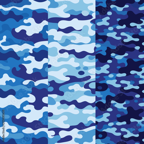 blue camouflage pattern seamless military inspired background