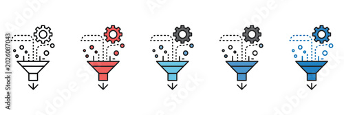 Quadro su tela Workflow bottleneck icon design featuring multiple business process styles, prod