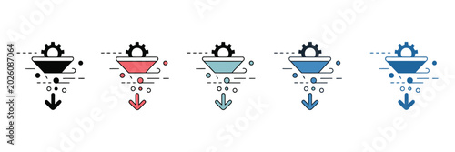 Foto Workflow bottleneck icons in multiple modern styles with business process manage