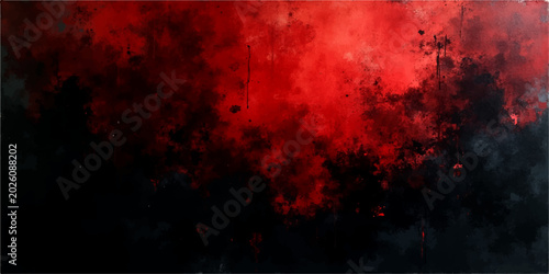 Bilde på lerret A dark grunge background featuring textured red paint and black smoke resembles