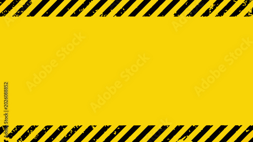 Tableau sur toile hazard warning tape frame on yellow background grunge texture