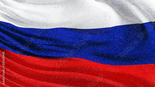 Foto Russia flag with glittering particles | Russian waving flag background with glit