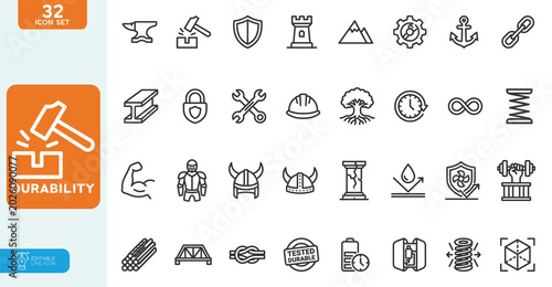 Photography Durability Vector illustration line editable icon set