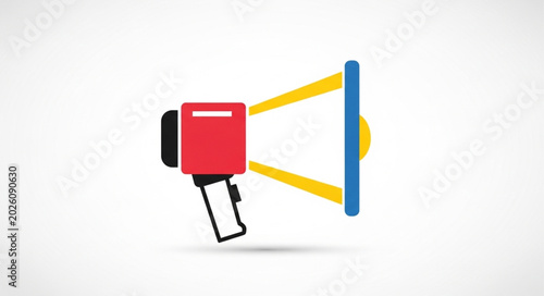 Foto Red megaphone icon for announcement and communication.