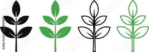 Canvas-taulu Four distinct styles of minimalist botanical leaf branch vector icons isolated o