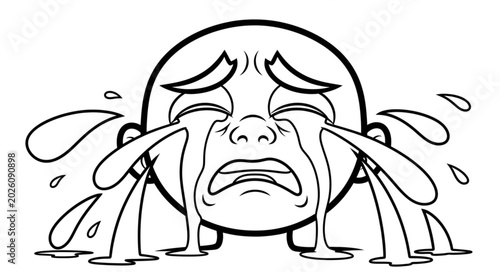 Tableau sur toile Sad Baby Face Crying Tears Illustration.