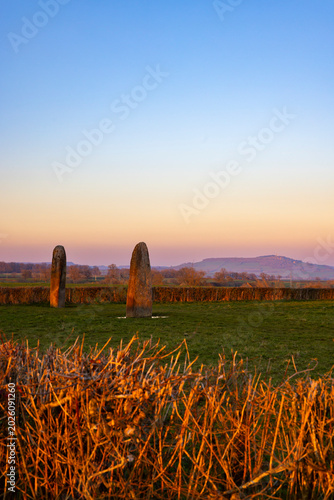 Fotografie menhirs standing in Couches, Saone et Loire, Bourgogne Franche Comte, France