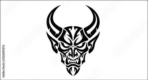 Tableau sur toile Tribal Demon Face Tattoo Design.