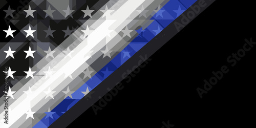 Bilde på lerret thin blue line american flag graphic with stars and stripes