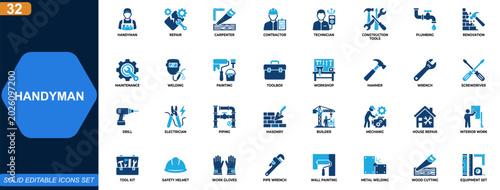 Quadro em tela Handyman repair icon set