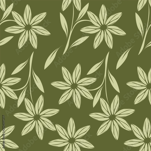 allover vector flowers pattern on brown background
