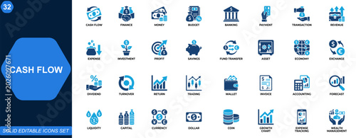 Quadro su tela Cash Flow and Finance Icon Set