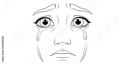 Foto Sad Face with Tears Illustration.