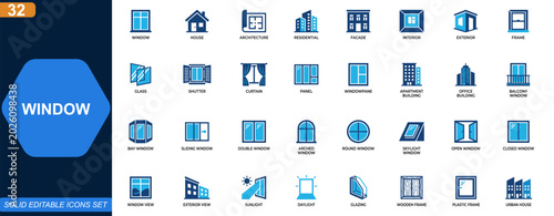 фотографія Window icon set for architecture and home design
