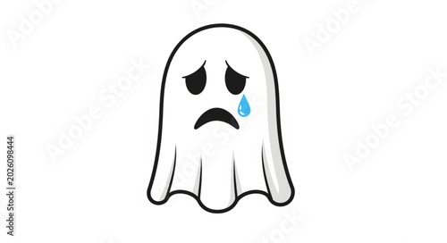 Bild auf Leinwand Sad Ghost Crying Tears Cartoon Illustration.