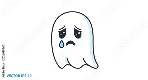 Canvas-taulu Sad ghost crying with tears cartoon illustration.