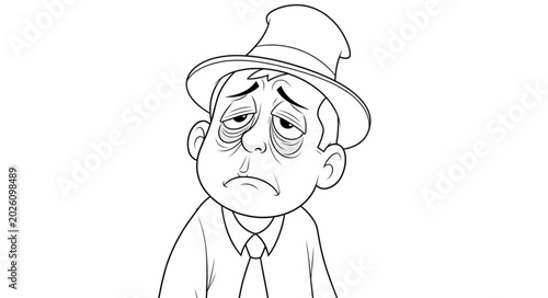 Fotografía Sad Man Wearing a Hat and Suit.