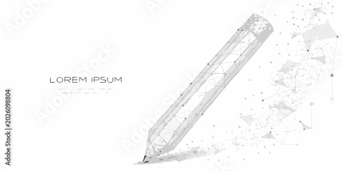Canvastavla geometric pencil dissolving into particles vector illustration