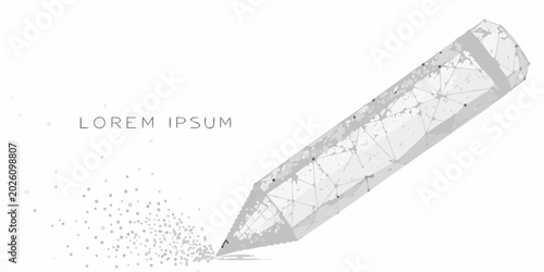 Canvastavla geometric pencil dissolving into particles low poly style