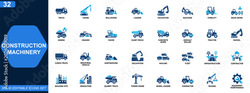 Obraz na płótnie Construction machinery icon set