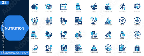 Fotografía Nutrition and healthy food icon set