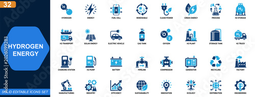 Bild auf Leinwand Hydrogen energy icon set