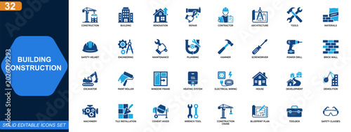 Quadro su tela Building and construction icon set