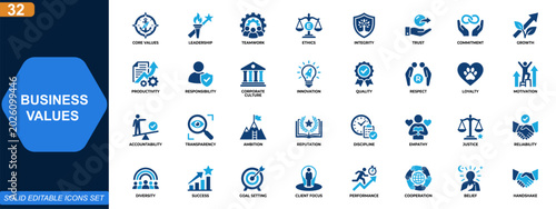 Foto Core business values icon set