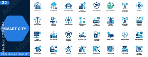 Photos Smart city icon set