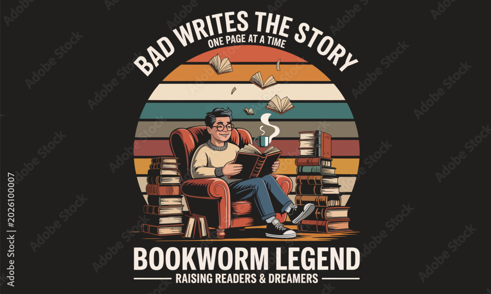 Obraz premium Bookworm reading group in retro library with vintage books and warm lighting