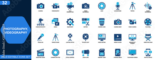 Tableau sur toile Photography and videography icon set