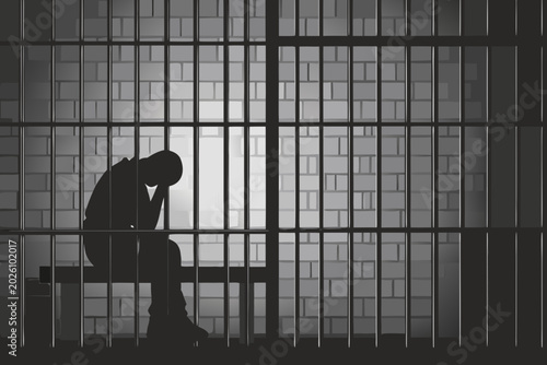 Photos prisoner silhouette in cell dramatic black and white