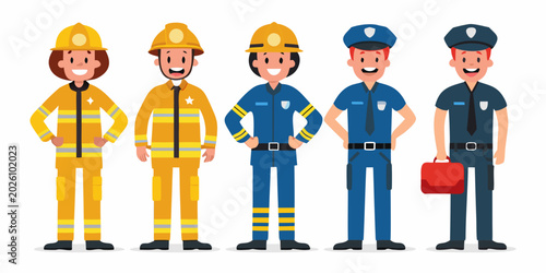 Tableau sur toile essential workers lineup a cheerful and diverse group of professionals