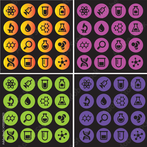 Science line hand-drawn symbols. Geometric icons and formulas of important science and technology theories. Vector illustration for background.