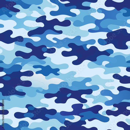 Billede på lærred blue camouflage pattern a seamless military inspired background
