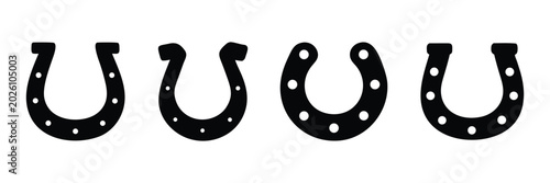 Horseshoe icon set. Luck symbol. Horse shoe silhouette vector