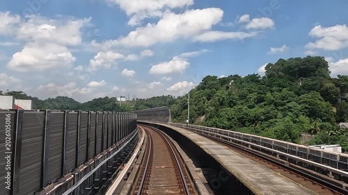 Train front view in suburban Kuala Lumpur, Malaysia