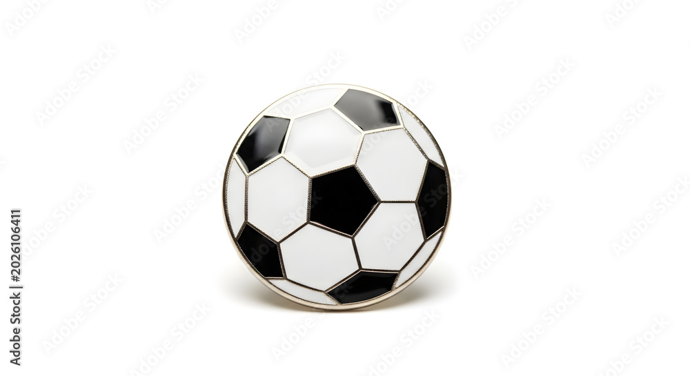 Fototapeta premium A black and white soccer ball on a plain white background