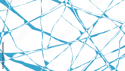 Blue Shattered Glass Lines and White Cracked Ice Abstract Background