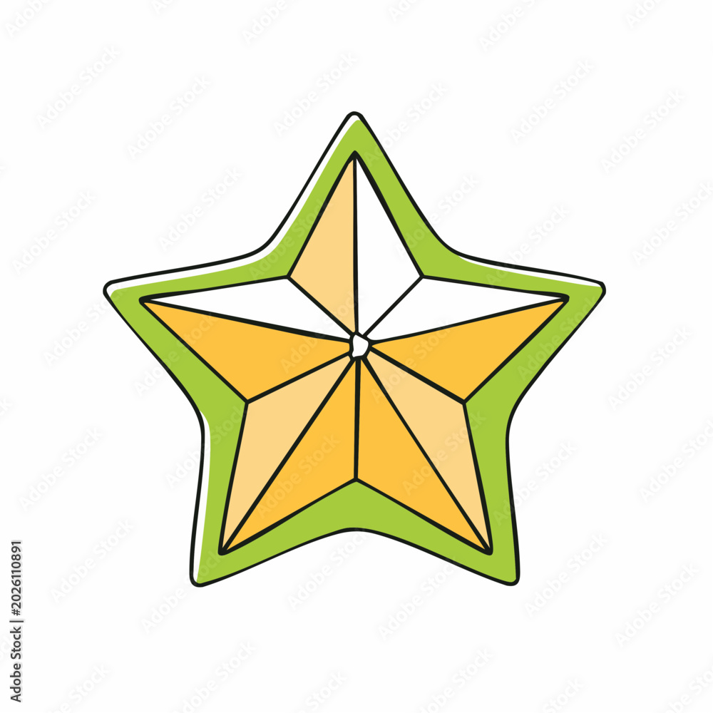 Obraz premium Stylized Star Fruit Slice Illustration