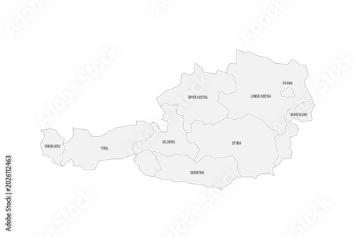 Photos Austria political map of administrative divisions - federal states
