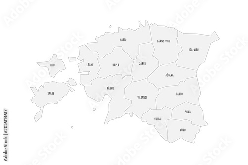 Quadro su tela Estonia political map of administrative divisions - counties