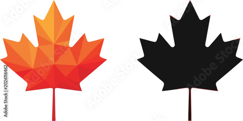 Canada day vector geometric maple leaf designs orange silhouette