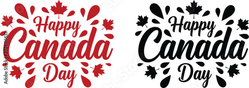 Fotografía Canada day vector designs happy canada day typography with maple leaf graphics
