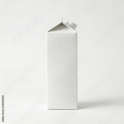 Blank white milk carton package on a white background with container beverage packaging isolated