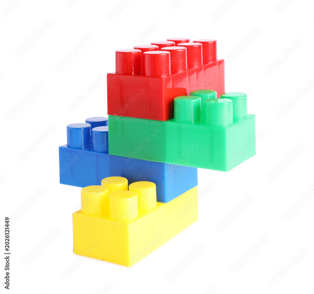 Fototapeta premium Building blocks isolated on white. Construction toy