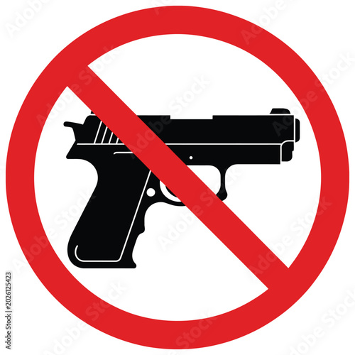 Bild auf Leinwand No guns allowed sign for firearm free zone indicating safety restriction, weapon